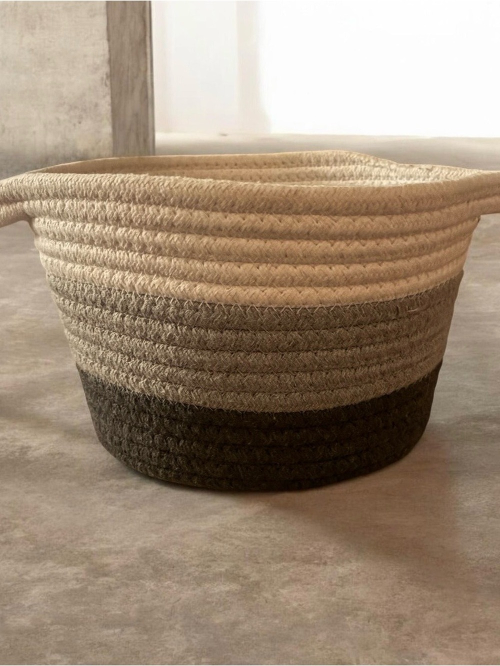 Neutral Striped Rope Storage Basket - Picture 2 of 4